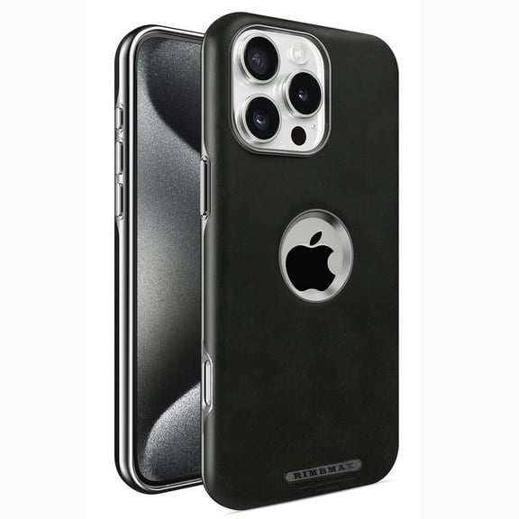 PU Leather Case for iPhone 16 Pro Max Magnetic Compatible with Mag-Safe, Logo View Elegant PU Leather Plating Hard Frame Protective Phone Cover Support Car Mount for iPhone 16 Pro Max 6.9", Black