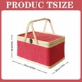 thumbnail image 3 of Picnic Basket Practical Easy To Use With Lid Storage Woven Fruit Container For Outdoor Bread Snack Red, 3 of 9