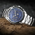 thumbnail image 2 of ATTOE FORSINING Geometry Hollow Automatic Mechanical Men Watch Wristwatch (Blue Dial Silver Strap)-0813, 2 of 2