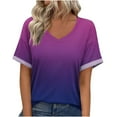 thumbnail image 2 of Sakmal Gradient TShirts Shirts for Women Basic Short Sleeve V-Neck Shirts Purple T-Shirts Womens Blouses Dressy Casual, 2 of 8