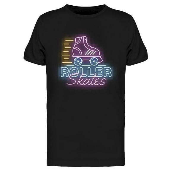 Roller Skates Neon Sign Graphic T-Shirt Men -Image by Shutterstock, Male Small