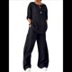 thumbnail image 3 of Conjunto de 2 Piezas de y Algodón para Mujer, con Cuello en V, Camisa de Larga Abotonada y Pantalón con Bolsillos Negro XL, 3 of 7