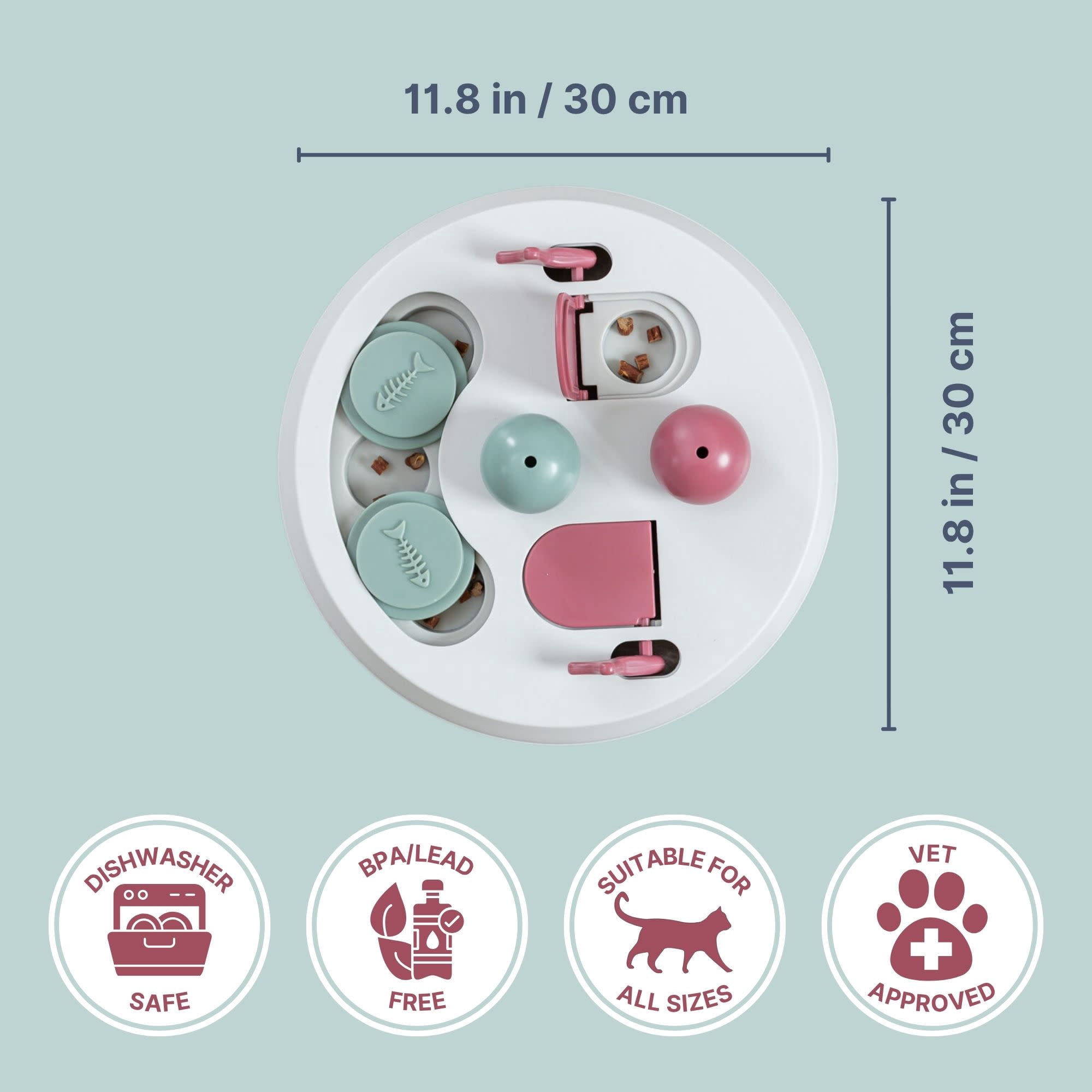 TRIXIE Flip Board Strategy Game for Cats, Puzzle Toy, Treat Dispenser, Interactive Play, Red