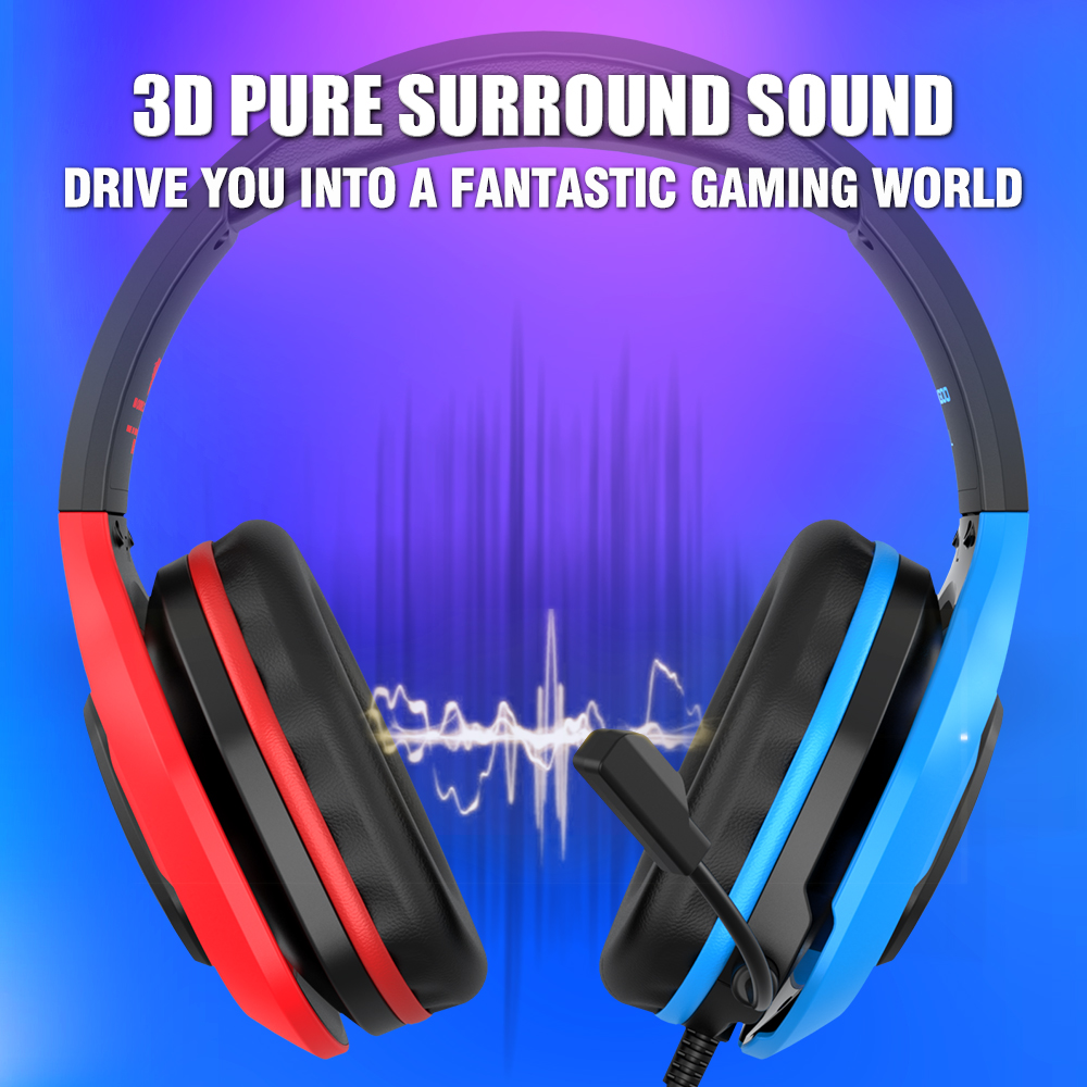 BENGOO G9500 Gaming Headset with 720°Noise Cancelling Mic, Bicolor LED Light, Bass Surround for PS4, PS5, PC - image 3 of 8