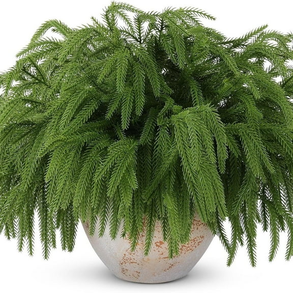 2 PCS Norfolk Pine Stems 18 Inch Norfolk Pine Branches Artificial Christmas Greenery Stems for Xmas Norfolk Pine Wreath Garland Christmas Tree Home Christmas Descorations Indoor