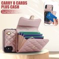 thumbnail image 6 of for iPhone X/XS Back Case, Luxury Ultra Slim Shockproof PU Leather Card Slots Kickstand Magnetic Snap Shoulder Strap & Wristlet RFID Blocking Phone Cover for iPhone X/XS, Rosegold, 6 of 9