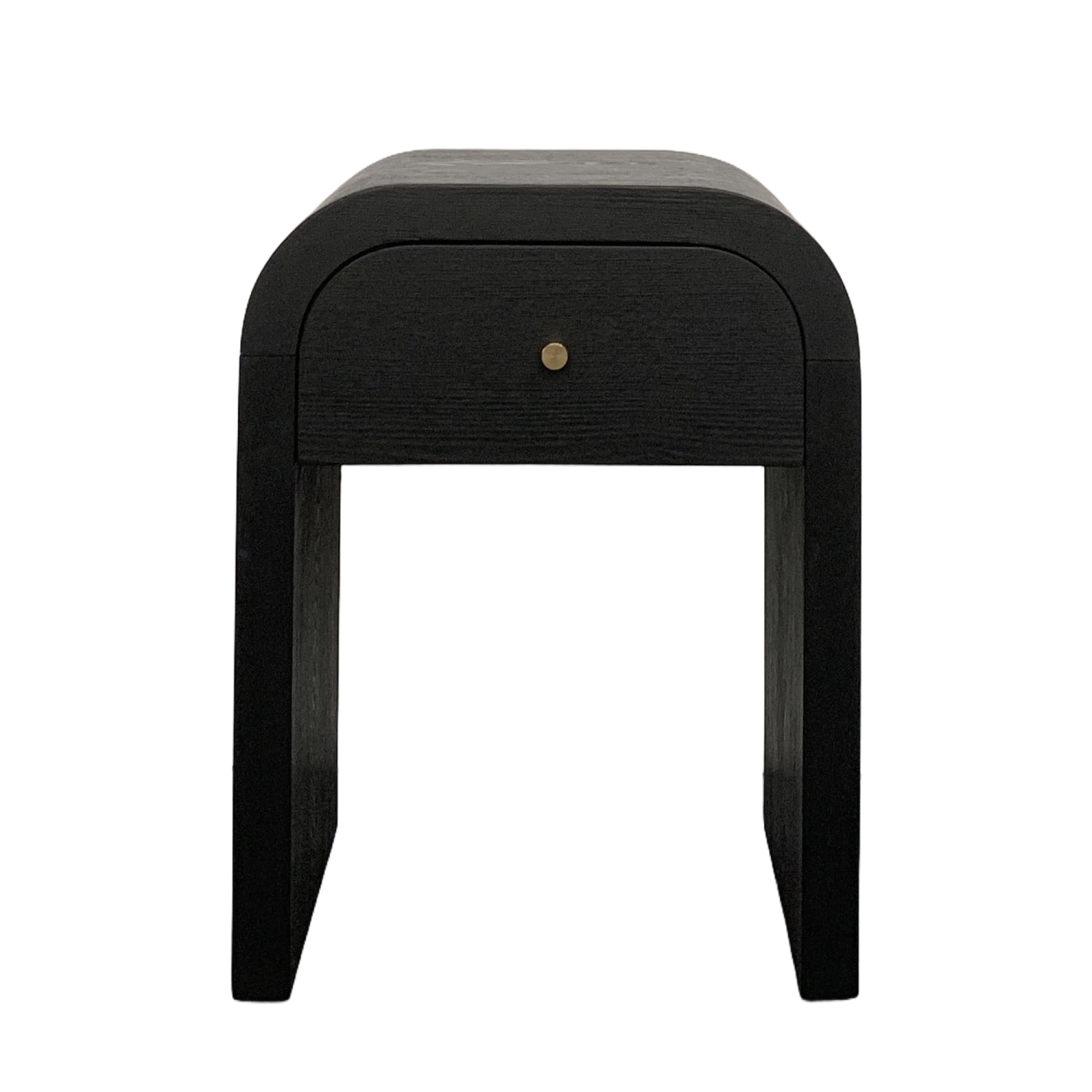 Leumius Curved Side Table with 1 Drawer Nightstand Side End Table with Rounded Edge Tabletop for Bedroom Living Room Black