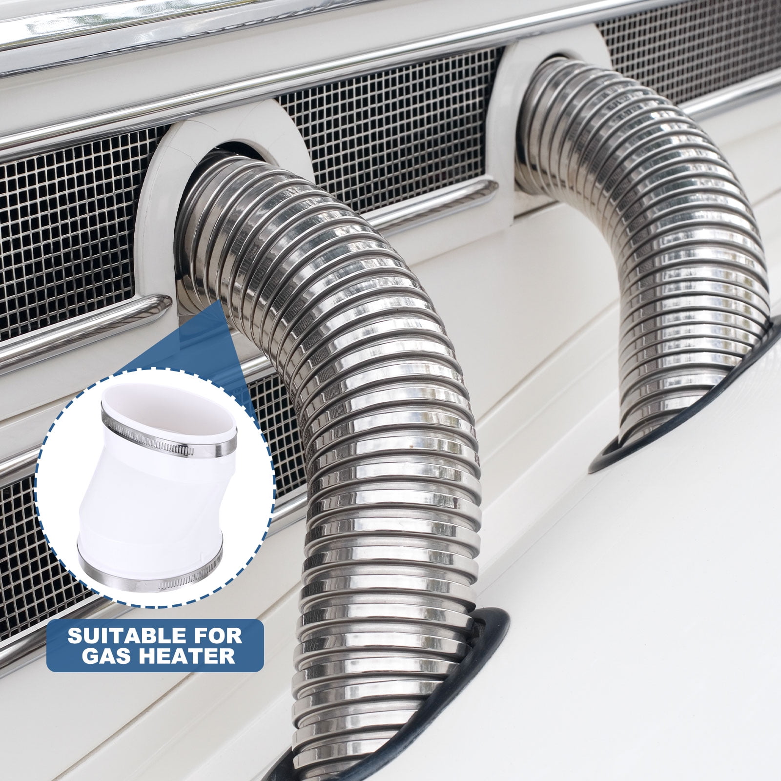 Uxcell Duct Adapter Round to Oval, Oval Recessed Dryer Vent Hose Connector Adapter with Stainless Steel Clamp, White