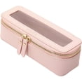 thumbnail image 2 of UYGDUY-Clear Makeup Brush Bag, Slim Cosmetic Brush Holder, small Toiletry Bag Mini Travel Case for Women, Thin Make up Bags with Dual Zipper, Cute Travel Essentials Organizer,Pink, 2 of 3