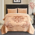 thumbnail image 1 of JML Thick Warm Winter Fleece Blanket For King Bed 2 Ply Reversible Soft Raschel Blanket,87"x94",10.5lb, Beige Floral, 1 of 8