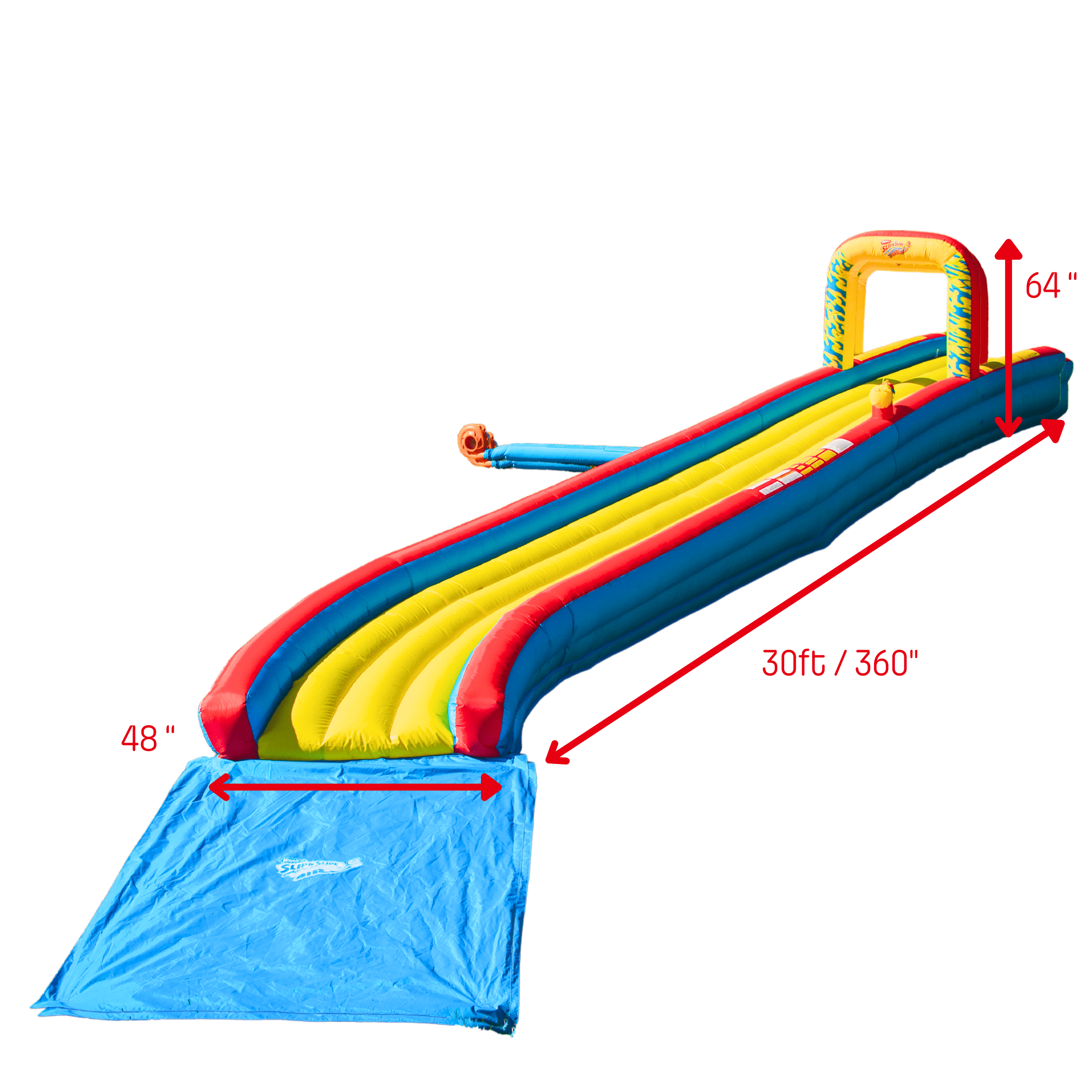 Wham-O 30-Foot Constant Air Slip N Slide Inflatable Water Slide with Blower, Air-Cushioned Track, Waterfall Splash, Water Cannon, Ages 5-12, 1-Count
