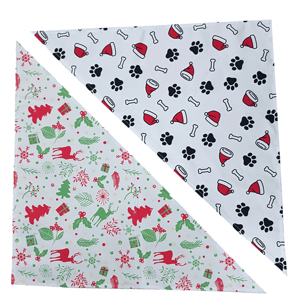 Holiday Dog Bandanas 2 Pack, Bandana for Small Medium Large and Extra