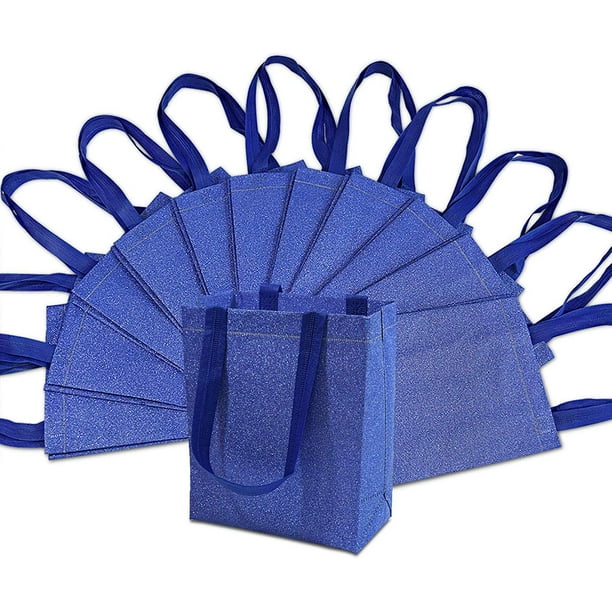 blue glitter gift bags