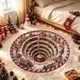 thumbnail image 5 of 3D Rugs Optical Illusion Round Christmas Rug, 23.62 Inch Non Slip Absorbent Polyester Doormat, Stain Resistant Washable Floor Mat for Entryway, Kitchen, Bathroom and Xmas Home Decoration, 5 of 6