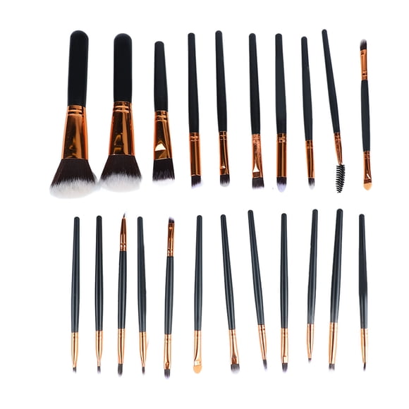 22 brochas de maquillaje con mango negro y tubo dorado que sujetan de forma experta los polvos, brochas cosméticas para pieles sensibles