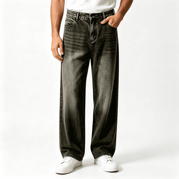 LONKITO Mens Jeans Relaxed Fit Straigh Leg Denim Pants with Pockets Casual Work Jeans Size 27x26