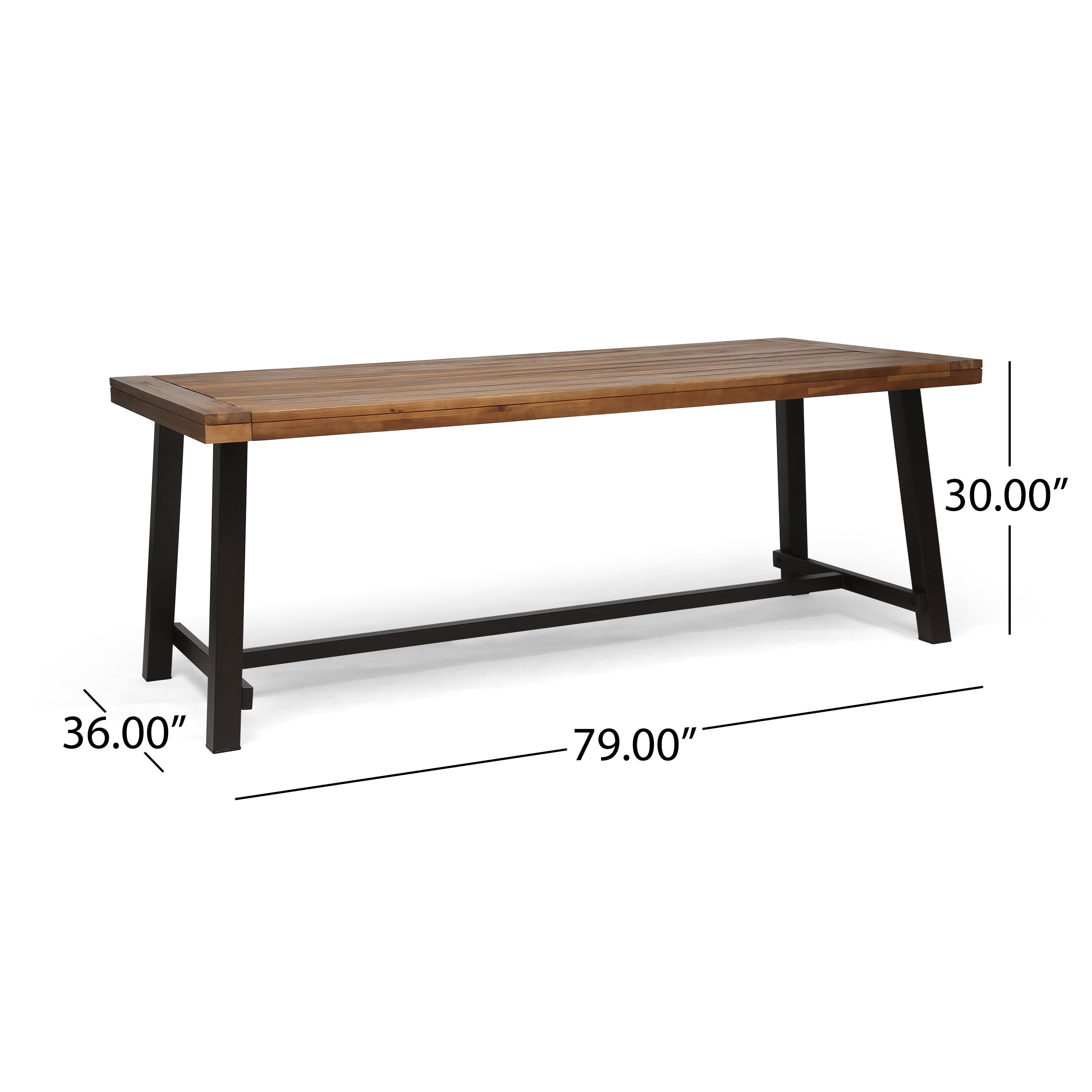 Outdoor Dining Table, Solid Acacia Wood Structure for Patio Garden, Teak