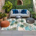 thumbnail image 2 of Tropical Plant Outdoor Rug for Patio/Deck/Porch, Non-Slip Large Area Rug 6 x 9 Ft, Summer Watercolor Boho Green Palm Trees Indoor Outdoor Rugs Washable Area Rugs, Reversible Camping Rug Carpet Runner, 2 of 8