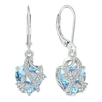 VESITIM 925 Sterling Silver Butterfly Dangle Earrings for Women March Birthstone Aquamarine Butterfly Earrings Jewelry Gift