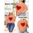 thumbnail image 4 of XCHQRTI Womens Love Heart T-Shirts Valentine's Day Graphic Tees Short Sleeve Plus Size Tops, 4 of 9