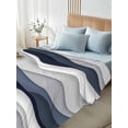 thumbnail image 5 of Navy Blue Ombre Flat Sheets Only Twin XL Size, Soft Breathable Bed Top Sheets for Mattress, Modern Geometric Moire Abstract Art Luxury Bedding Flat Sheets for Home Hotel Bedroom Bed Protection, 5 of 9