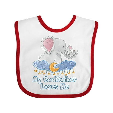 

Inktastic My Godfather Loves Me Cute Elephants Cloud Moon and Stars Gift Baby Boy or Baby Girl Bib