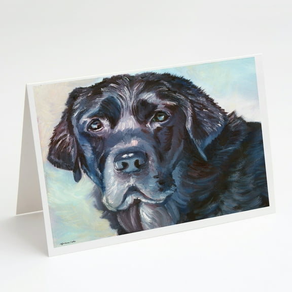 Black Labrador Face Greeting Cards and Envelopes Pack of 8