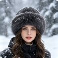 thumbnail image 2 of New winter hats for women, outdoor hats, Mongolian hats, imitation fur plush hats, thickened, warm, fashionable and exquisite hats, 2 of 3