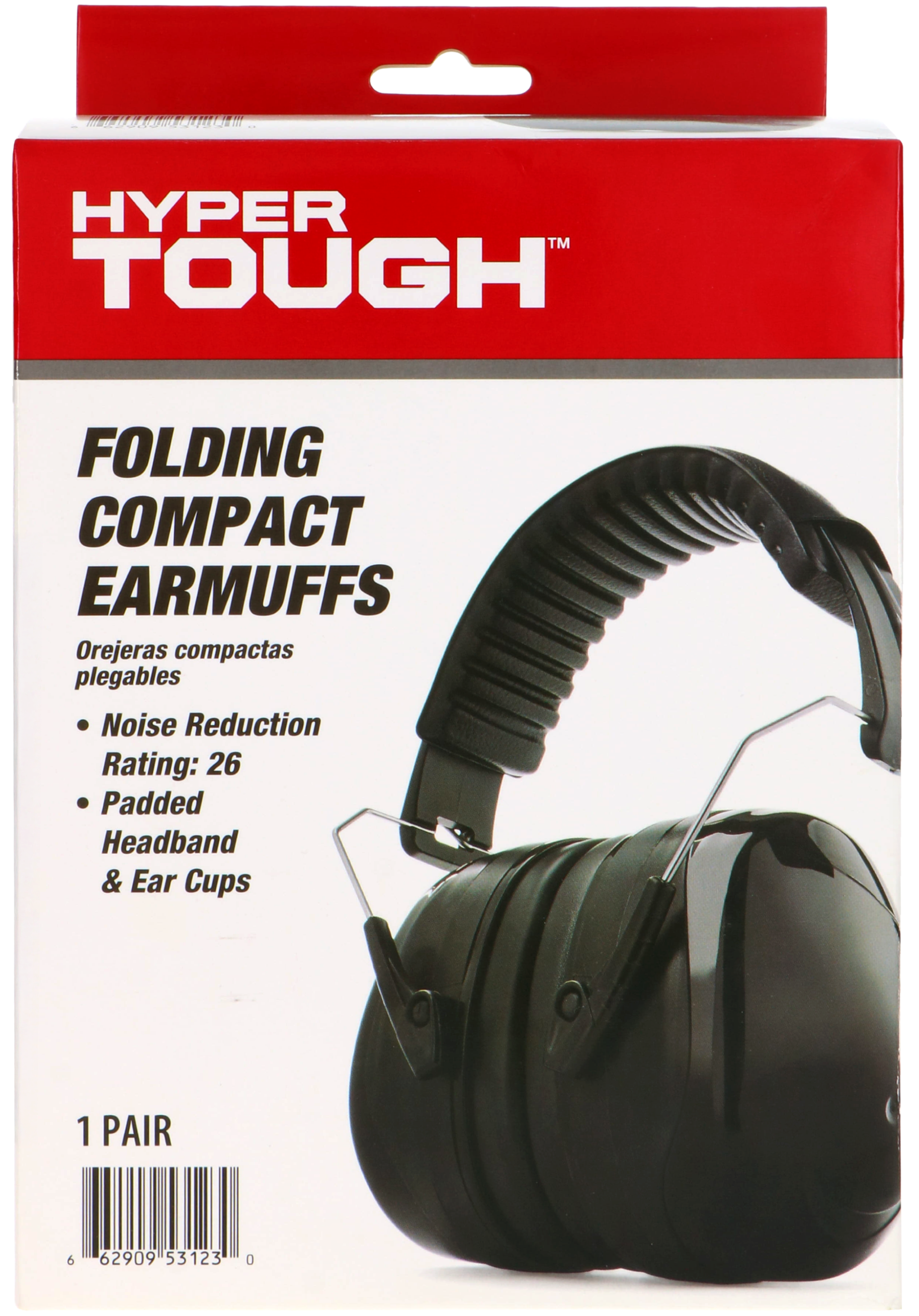Hyper Tough Folding Compact Protective Earmuffs, 26 dB