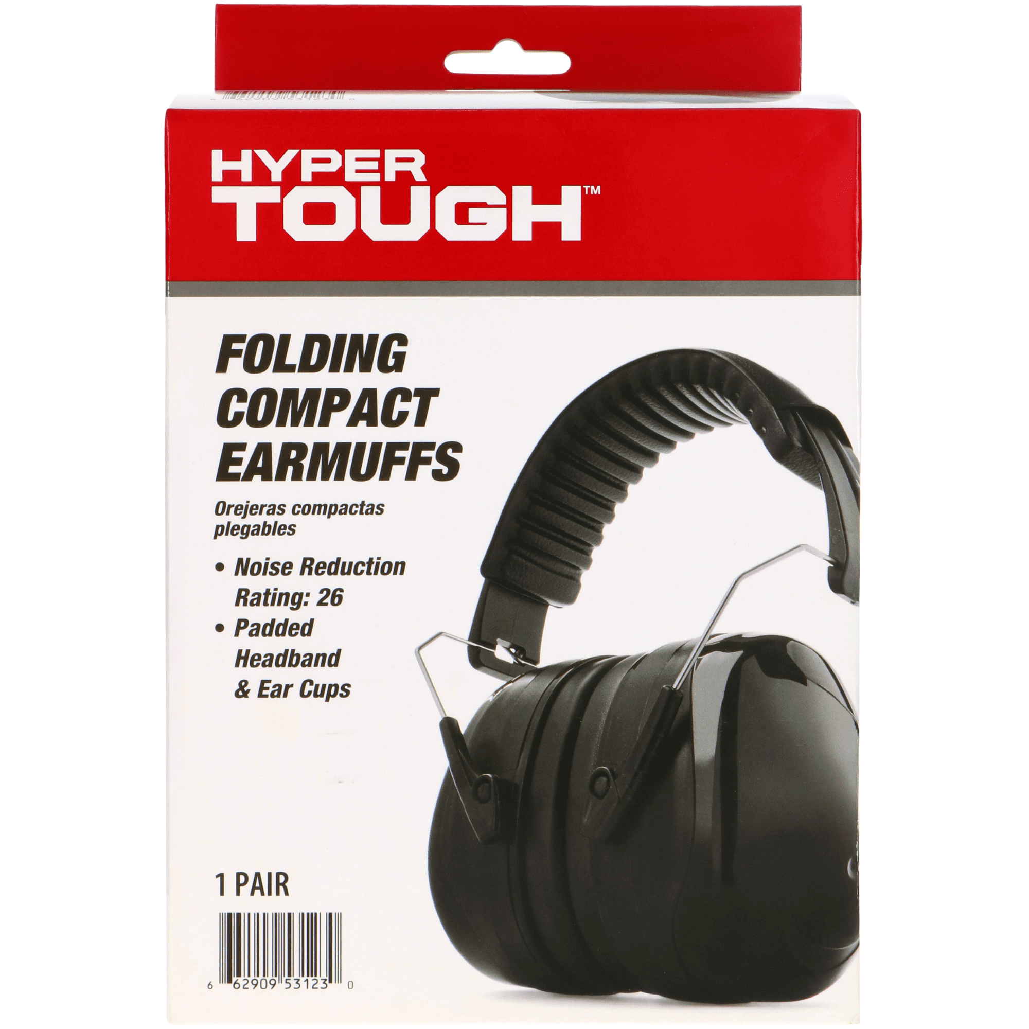 Hyper Tough Folding Compact Protective Earmuffs with 26 dB Noise Reduction Rating