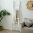 thumbnail image 6 of Fully Assembled 6ft Wood Blanket Ladder Living Room Decorative Wall Leaning Farmhouse Quilt Display Holder Rustic Wooden Towel Rack for Bathroom, White, 6 of 14