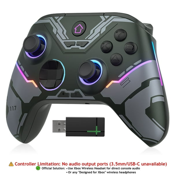 YUOY Control Inalámbrico para Xbox One X/S y Series X/S, con Luz RGB, Programable, Turbo, Sensor de Movimiento, Vibración Dual - Robots de Guerra