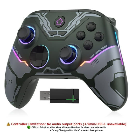 YUOY Control Inalámbrico para Xbox One X/S y Series X/S, con Luz RGB, Programable, Turbo, Sensor de Movimiento, Vibración Dual - Robots de Guerra