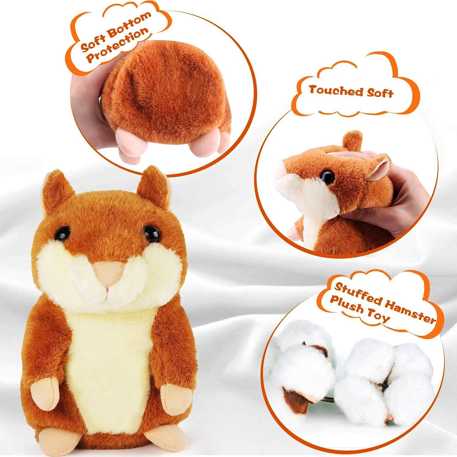 Happon Talking Hamster, 2 Pack Interactive Stuffed Plush Animal Talking Toy Cute Sound Effects with Repeats Your Said Voice, Best Buddy for Kids Gift Age 3+ (Brown)