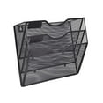 thumbnail image 5 of Wall Mounted Mesh File Holder Display Rack 3 Sections Wall Mounted Bookshelf Black, 5 of 8
