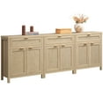 thumbnail image 4 of SICOTAS 30" Sideboards Buffets Cabinets with Drawer Set of 3, Boho Rattan Kitchen Storage Cabinets with Adjustable Shelves, Coffee Bar Station in Light Oak, 4 of 8