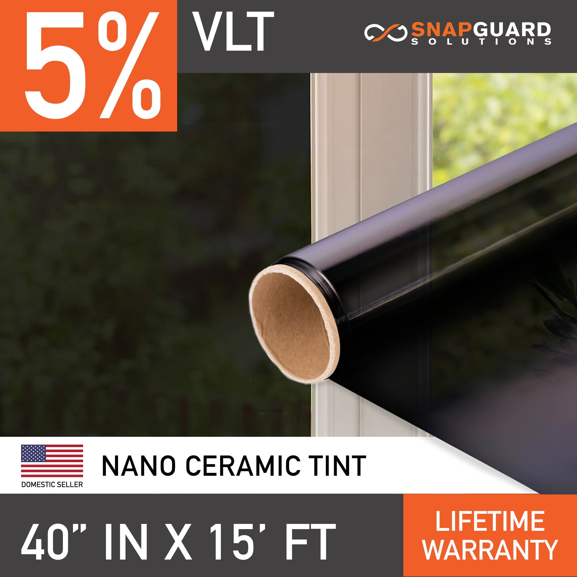 Snapguard Solutions Nano Ceramic Window Tint 40in x 15ft + Lifetime