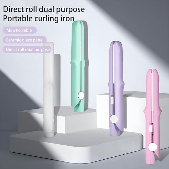 ACDANC Mini Dual Purpose Curling Iron 2-In-1 Curling Wand Flat Iron Hair Straightener Curler Fast Heating Portable Travel Women Short Long Hair Styling Tools