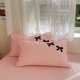 thumbnail image 4 of Princesa Bowknot Juego de Ropa de Cama Rosa Funda Nórdica Sábana Plana Niñas Color Sólido, 4 of 5