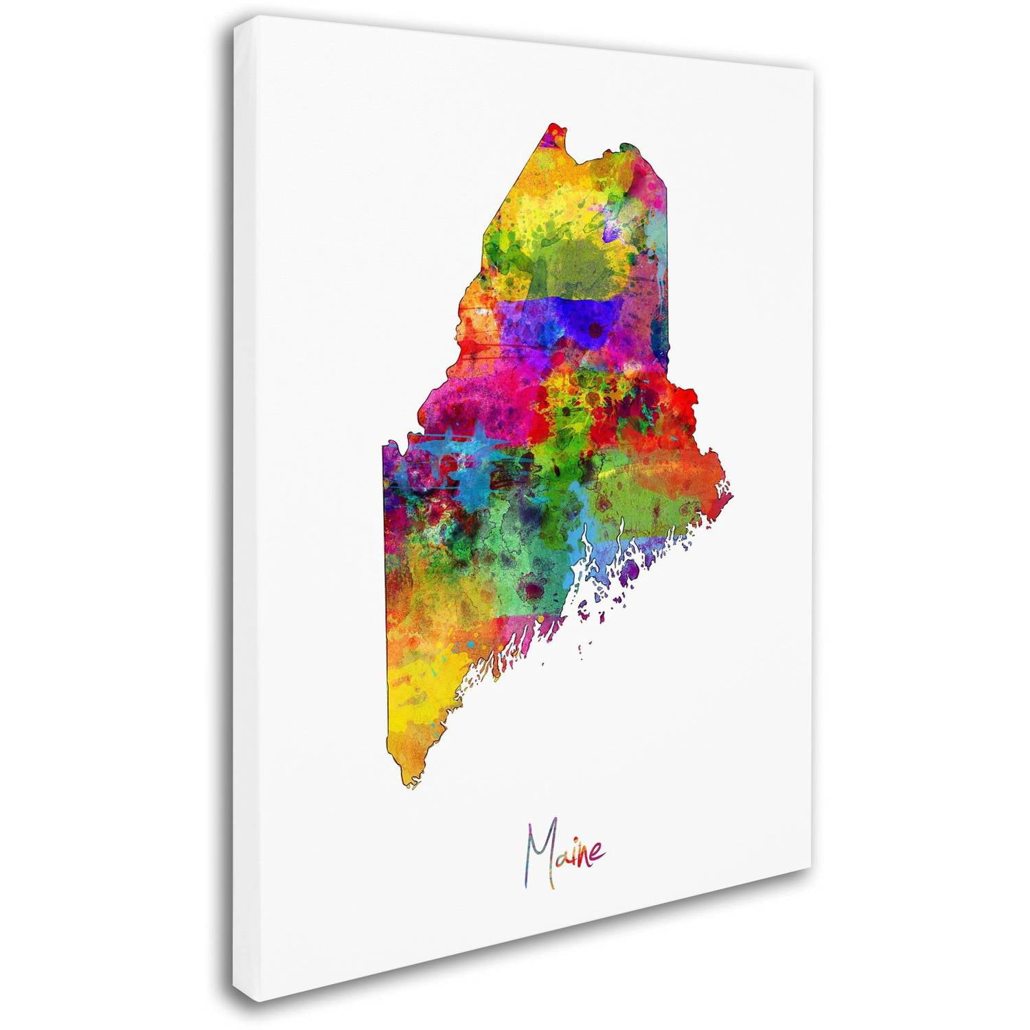 Trademark Fine Art "Maine Map" Canvas Art by Michael Tompsett