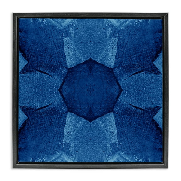 Stupell Industries Blue Centric Pattern Abstract Painting Black Floater Framed Canvas Art Print Wall Art, 18 x 18