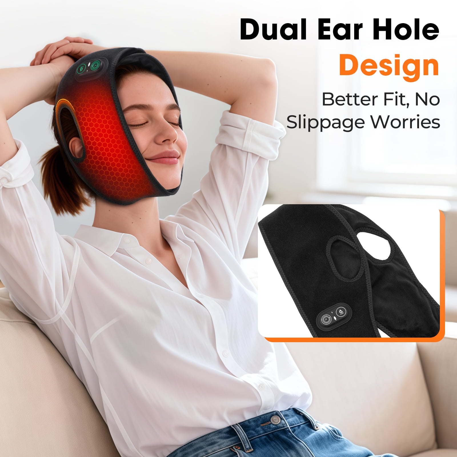 Cordless Heating Pad for Face Jaw Chin, Jaw Heating Pad, Face Heated Wrap with 3 Heat and Timing Settings, 5000mAh Battery Rechargeable for Wisdom Teeth, Facial Comfort, Jaw Relaxation & Daily Warm