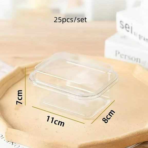 Rectangle Plastic Cake Box with Lid 50Packs Transparent Cake Cups Tiramisu Dessert Cake Packaging Box with lid Wedding Party