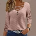 thumbnail image 2 of Women's Solid Casual Jacquard Cut Breathable Loose Sleeve Top, 2 of 2