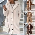 thumbnail image 2 of Skymirror Women Trench Coat Plush Thicken Overcoat Autumn Winter Single-breasted Teddy Jacket Long Style Outwear Streetwear, 2 of 7