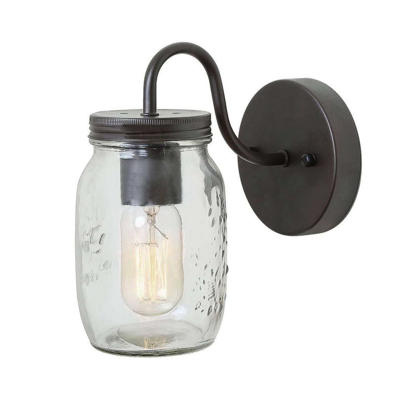 LNC Farmhouse Wall Sconce Oil Rubbed Bronze with Clear Mason Jar Glass Shade