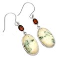 thumbnail image 3 of Tree Weed Moss Agate & Garnet 925 Sterling Silver Earrings Jewelry E-1002 SDE83375, 3 of 5