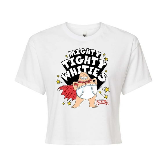 Captain Underpants - Mighty Tighty Whities - Juniors Cropped Cotton Blend T-Shirt