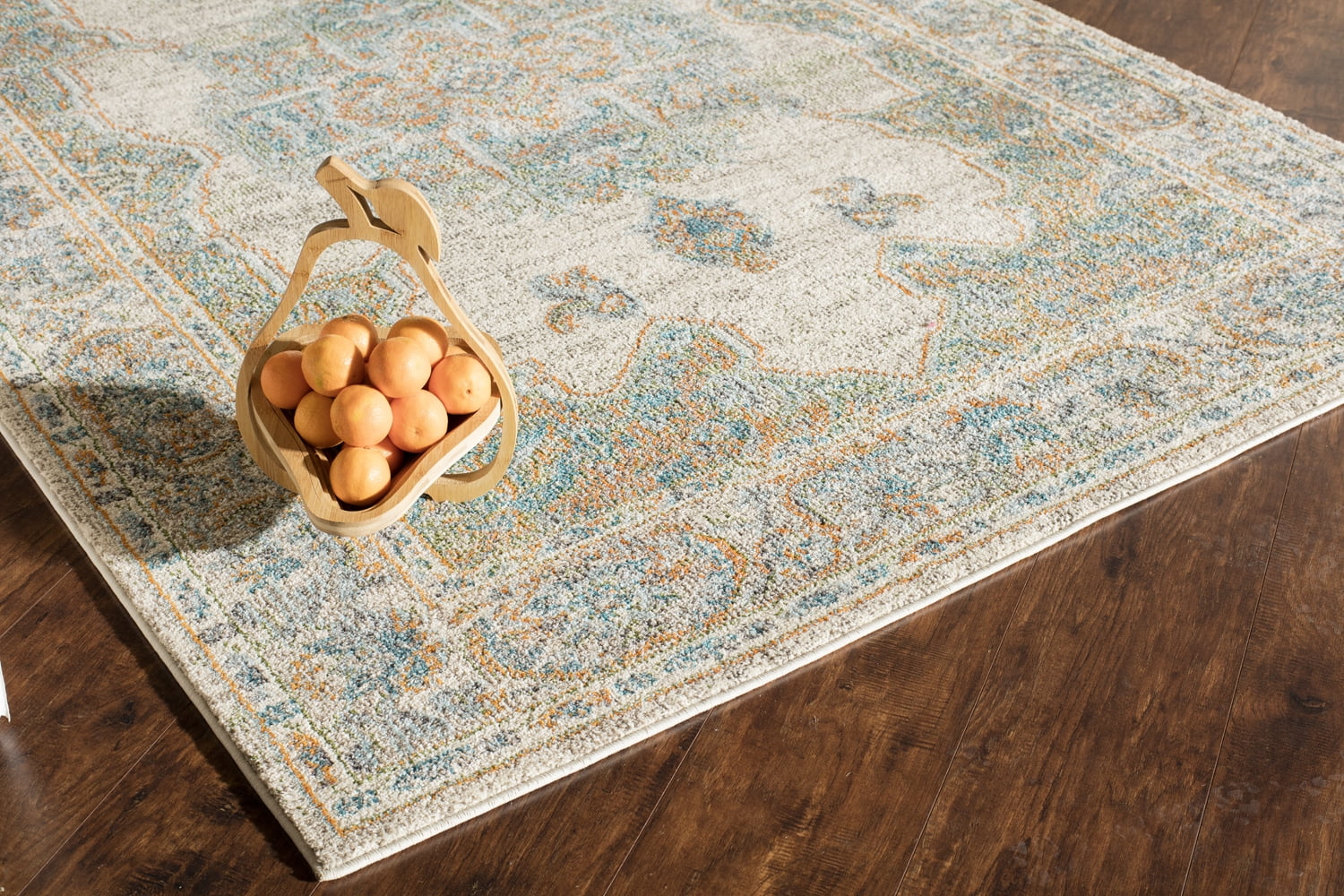 Rugs America Beverly Collection Ivory Blue BV450A Transitional Oriental