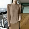 thumbnail image 2 of Dealovy Sweater for Women Puff Long Sleeve High Neck Pullover Tops Loose Fitted Solid Color Tunic Shirts, 2 of 3